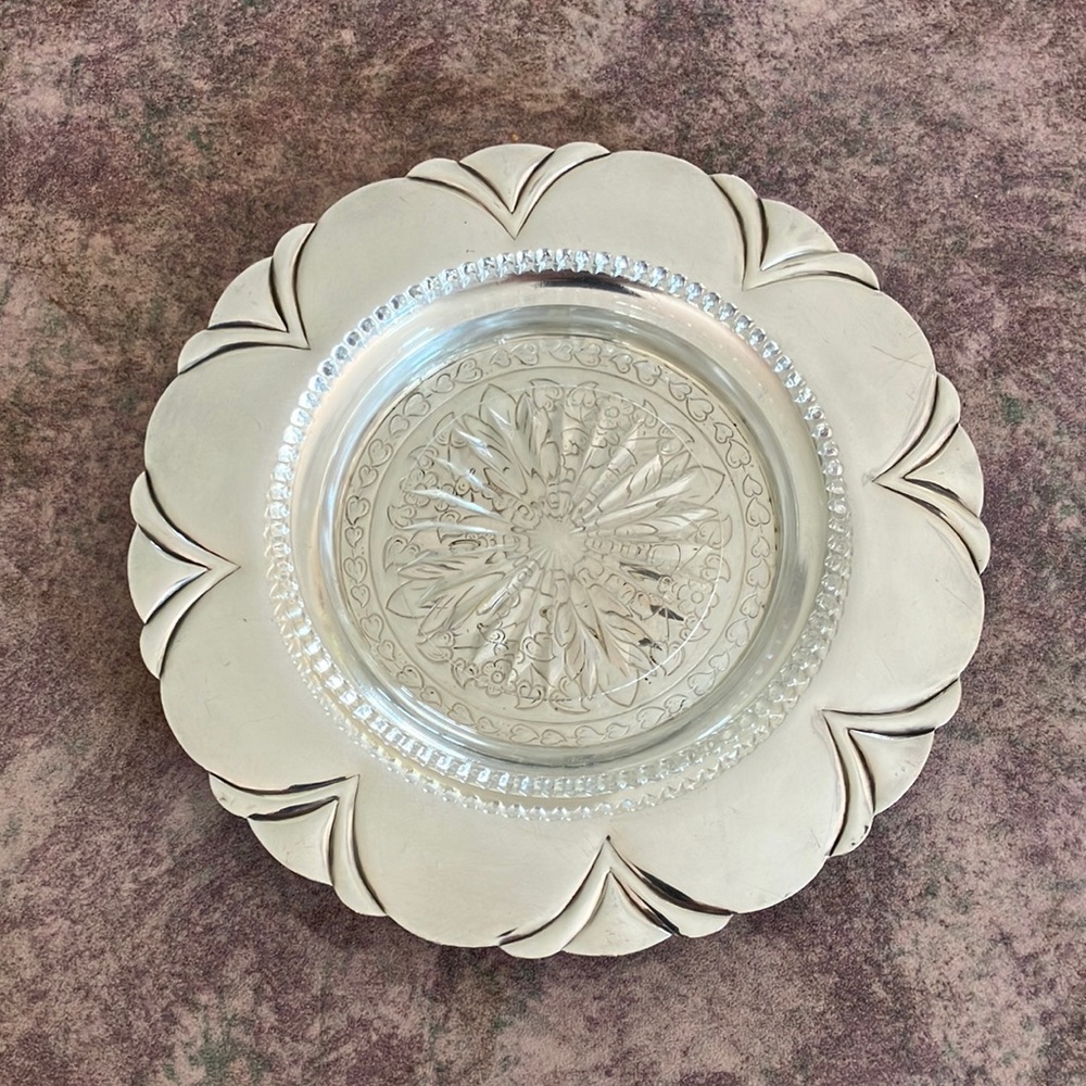 Vintage Silver Plated Butter Dish with Glass Insert